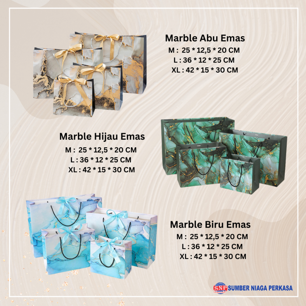 

Paper Bag Motif Marble Abu Hijau Biru Emas Kantong Kado Bingkisan Hadiah Goodie Bag Paperbag