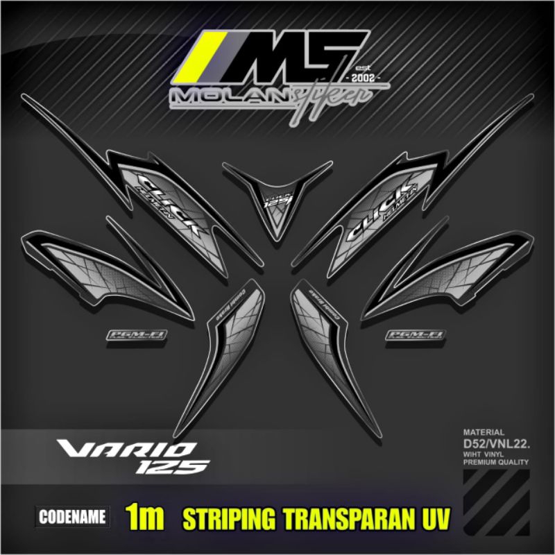 Decal Sticker Striping Variasi Transparan Uv Vario 125 Old (CLICK 125 i) Vario 125 Techno/Cbs 2012-2