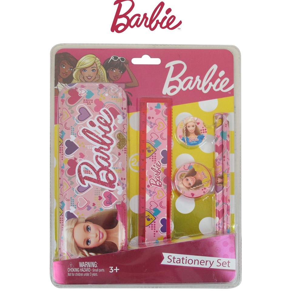 

ART K5H8 BARBIE Stationery Set Alat Tulis Set Ori Penggaris Pensil Penghapus Serutan Pencil Case Karakter BB27
