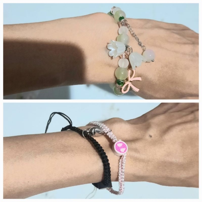 Gelang couple tali pria wanita gelang karet manik