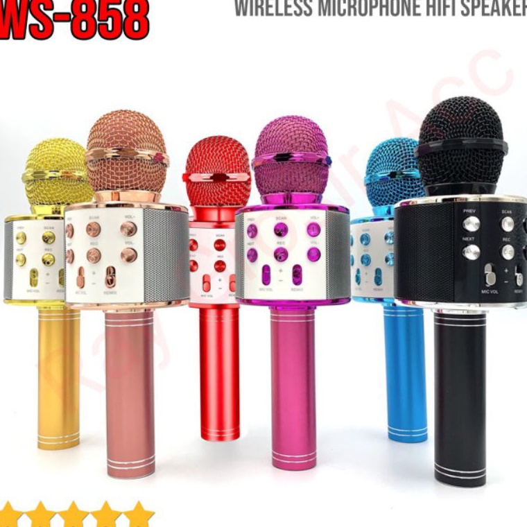 Langsung Beliii Mic microphone mikrofon Bluetooth Wireless HIFI KTV 858 WS858 Karaoke WS858