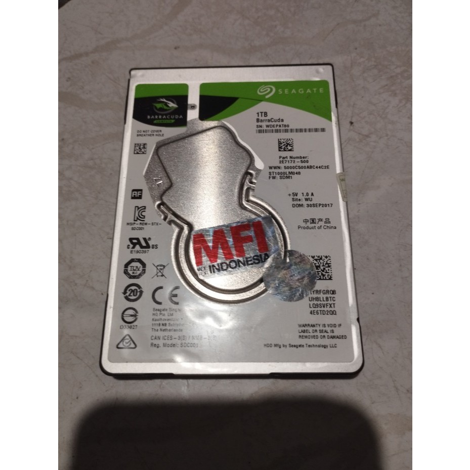 Hardisk Notebook/Laptop, Seagate Barracuda, 1 TB, SATA, 2,5"-rusak