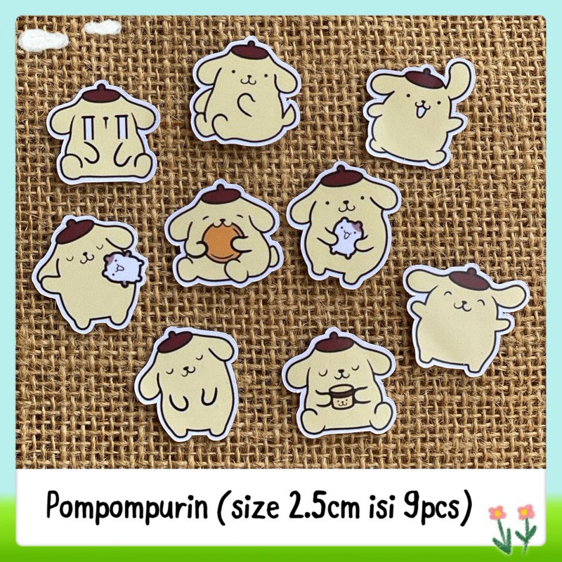 

9pcs sticker tempelan glossy sanrio pompompurin