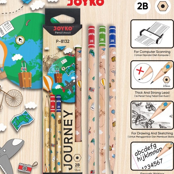 

KI3 Pensil Pencil Joyko P8132 2B 1 Box 12 Pcs Journey