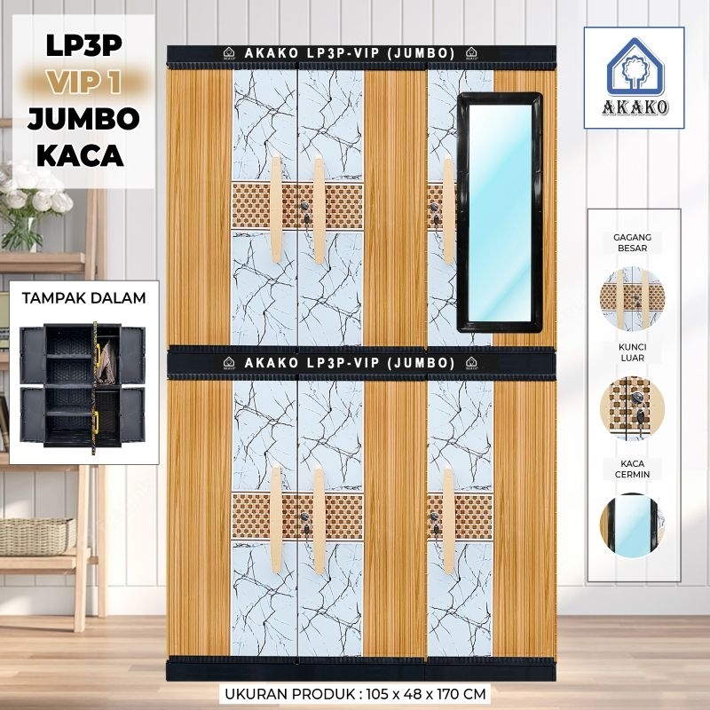 LEMARI BAJU PLASTIK 3 PINTU AKAKO