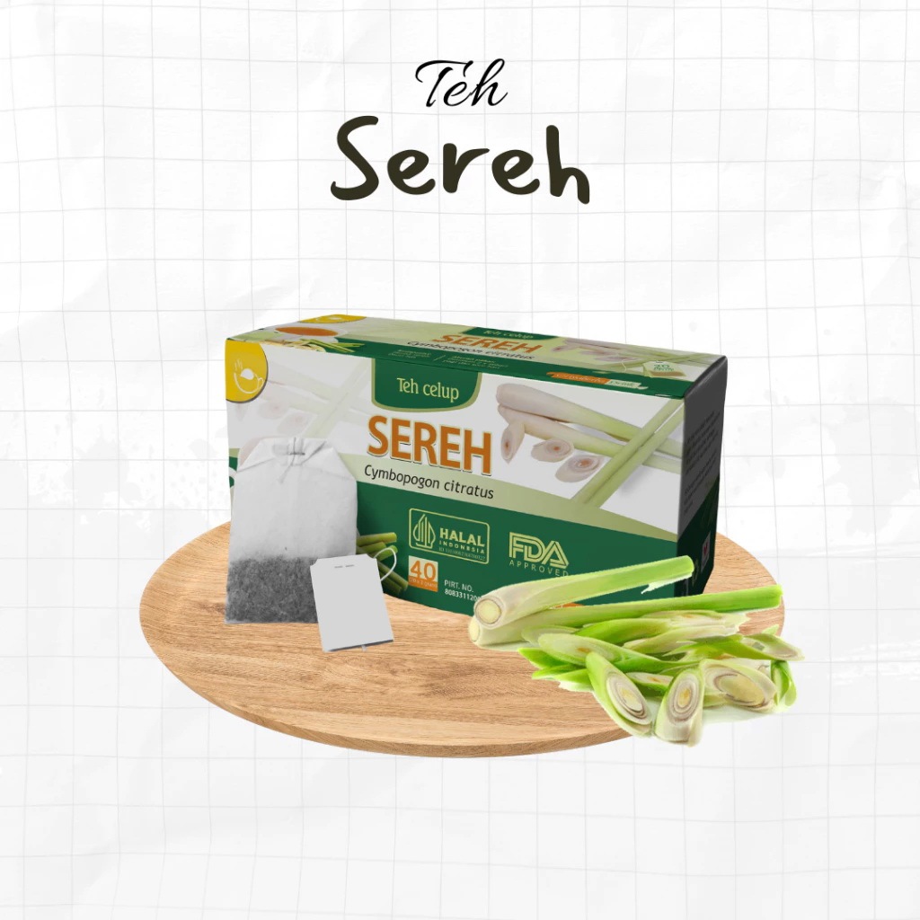 

Teh Herbal Sereh Menurunkan kadar kolesterol dan Menjaga kesehatan jantung Halal BPOM isi 20 Kantong