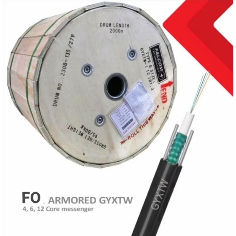 Kabel fiber optik 6 core Armored 2km