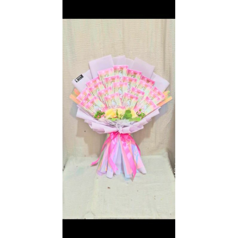 bouquet uang palsu 20 lembar, buket uang 20 lembar