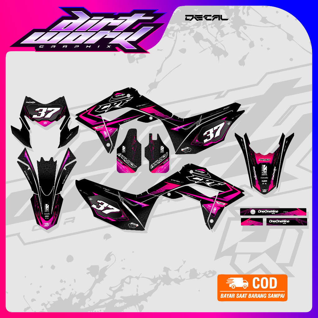 DECAL CRF 150L SUPERMOTO FULL BODY HITAM SUPER GLOSSY DOFF BY DIRTWORK