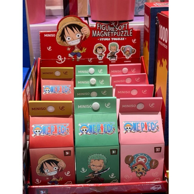 Magnet puzzle one piece x miniso, puzzle mainan kecil, puzzle anime