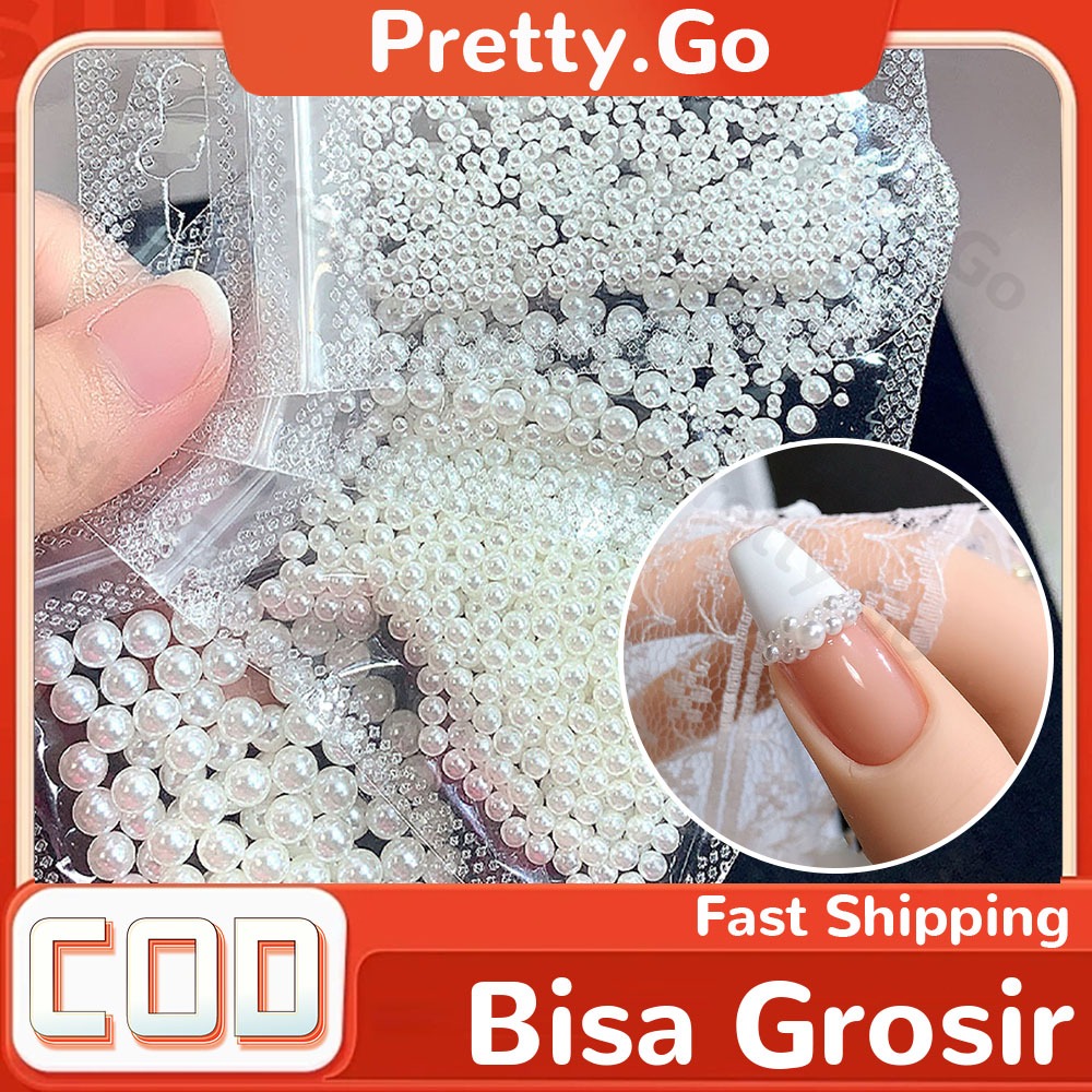 Hiasan Kuku 3D Mutiara Bulat Half Pearl Mutiara Aksesoris Kuku Nail Art Hiasan Kuku / Payet Mutiara 