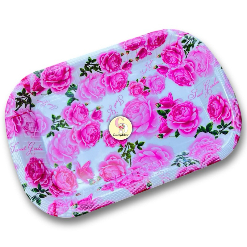 NAMPAN PLASTIK SHABBY PINK MEDIUM TEBAL/NAMPAN SERBAGUNA BUNGA PINK BESAR