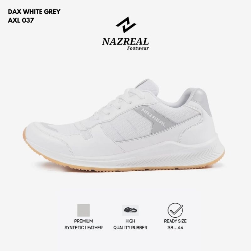 SNEAKERS ORIGINAL NAZREAL FOOTWEAR DAX WHITE - sepatu murah - sepatu putih - sepatu casual - sepatu 