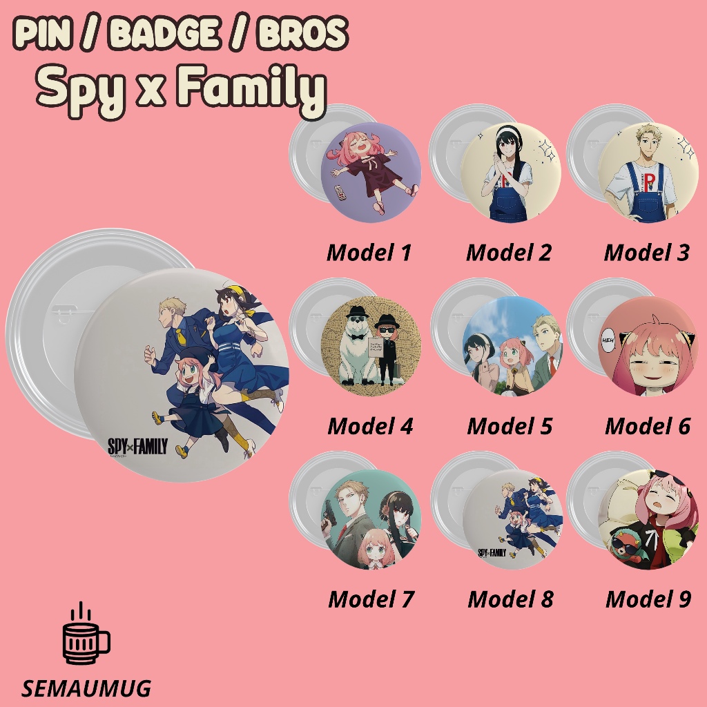 PIN SPY X FAMILY ANYA KADO BROS BADGE BULAT ANIME LUCU PRINT CUSTOM SEMAUMUG