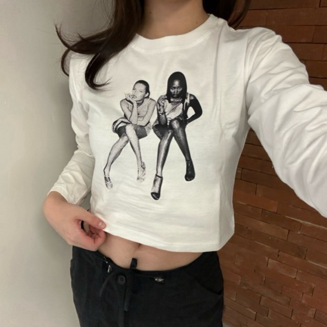 party long sleeve top lengan panjang wanita hijab y2k top vintage graphic 2000s