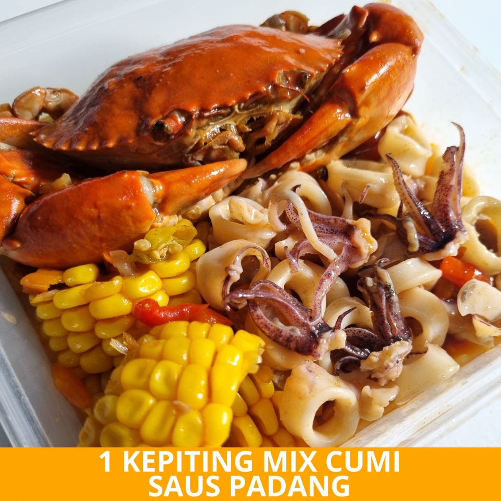 

1 Kepiting Mix Cumi Saus Padang Special - Arviansyah Seafood Surabaya
