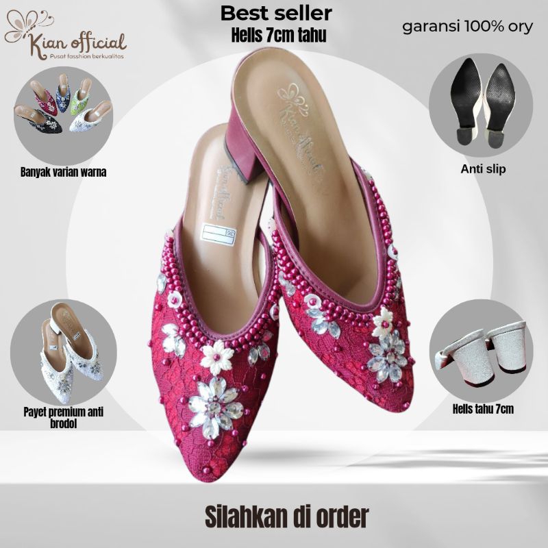 ready stok wedding shoes 7cm maron bahan super halus