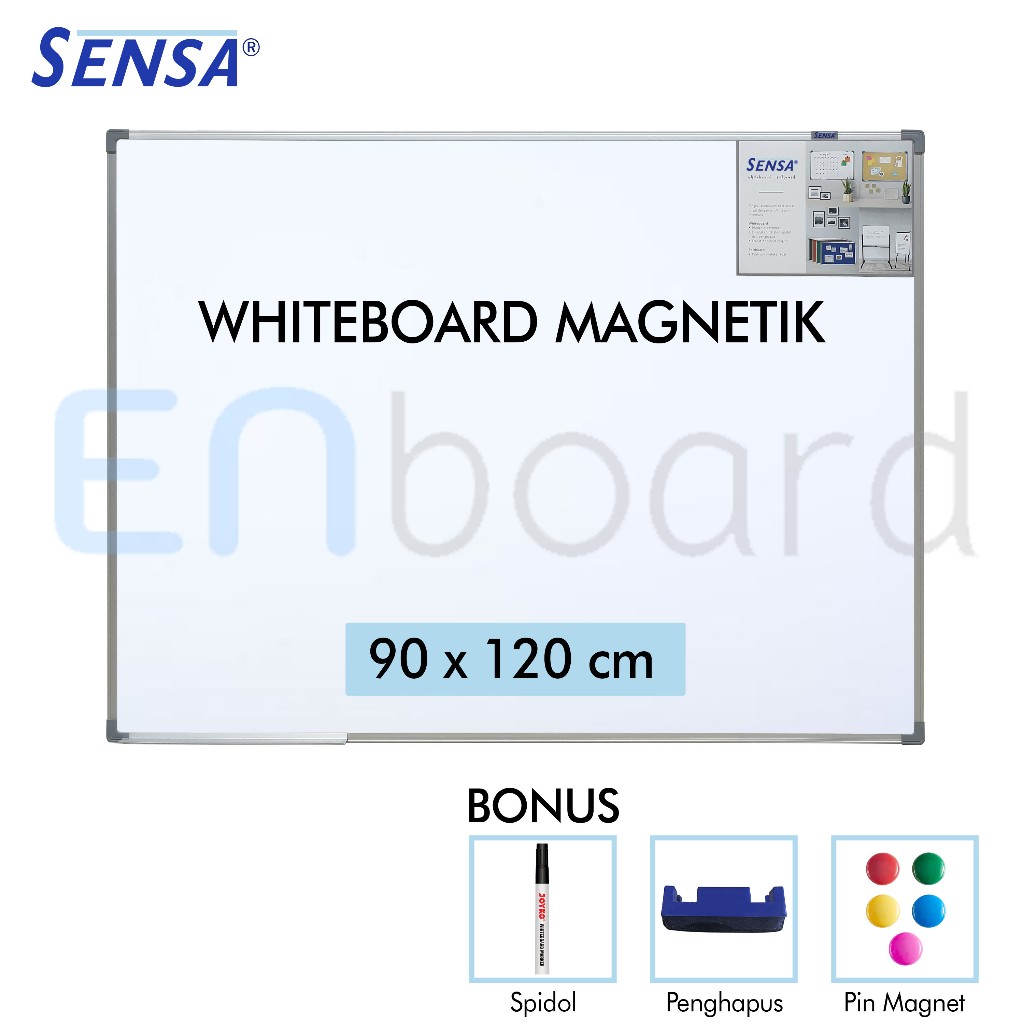 

Papan Tulis Whiteboard / White Board Gantung Magnet Single Face Sensa 90 x 120 cm