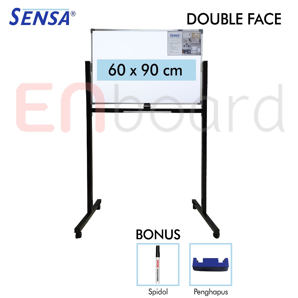 

Papan Tulis Whiteboard / White Board Standing Double Face Sensa 60 x 90 cm