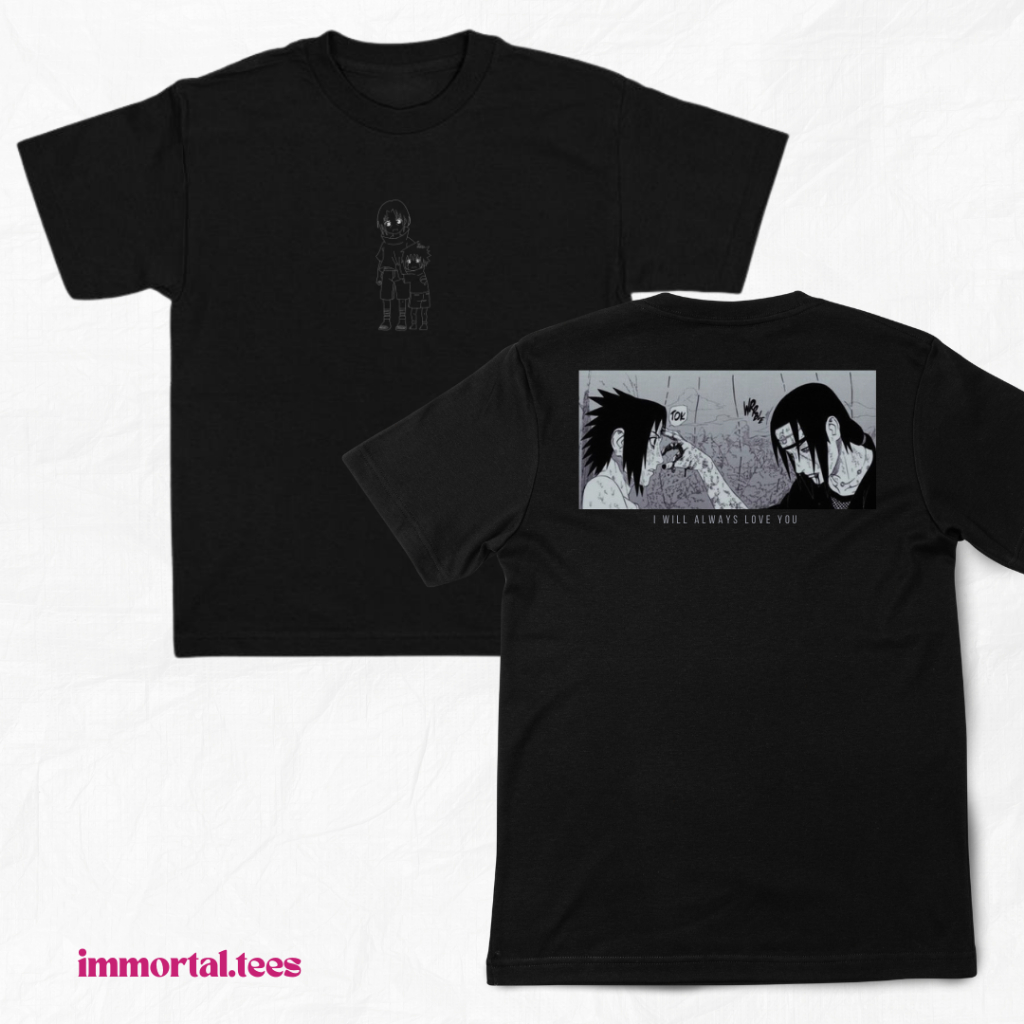 T Shirt Uchiha Itachi x Sasuke | Kaos Anime Itachi Sasuke