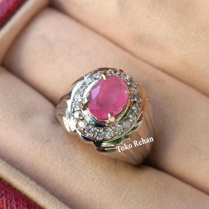 Cincin Batu Rubi Asli Natural Minimalis