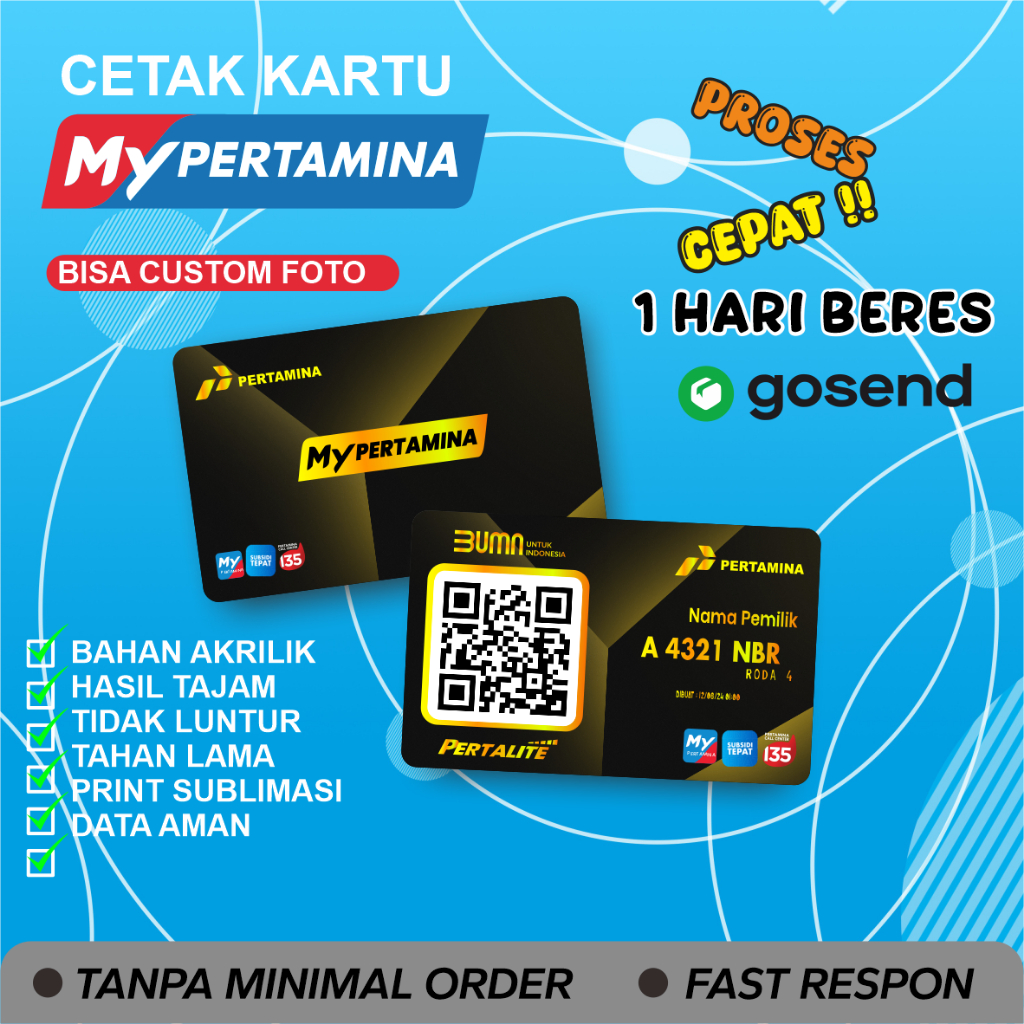 

Kartu My PERTAMINA / ID Card My Pertamina Costum Foto Bahan Tebal PVC 0,96 Satu Hari Jadi-Kartu ID CARD My Pertamina Edisi Cowo pakai Foto + Nama Bahan AKRILIK bolak balik gambar