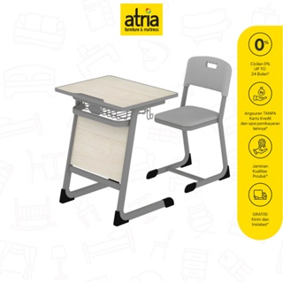 Atria Pascal Paket Meja Dan Kursi Belajar Grey