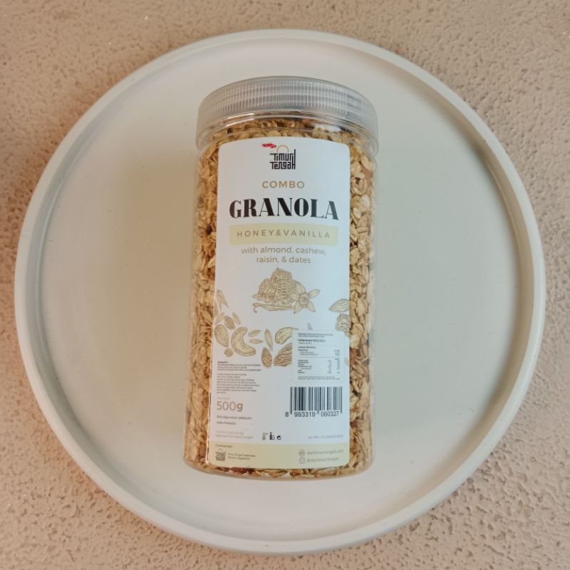 

Granola Timur Tengah Honey & Vanilla 500gr Gram Sereal Makanan Sehat High Quality Isi Almond Mede Kismis