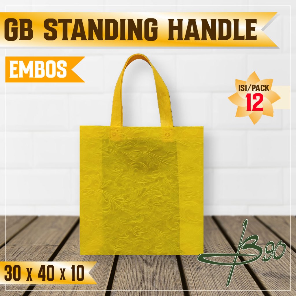 

iDk90 Tas Kain Goodie Bag Embos 30x40 Tas Spunbond Tas Souvenir 12pcs