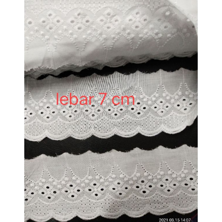 KODE I67Q Renda bordir katun kembang renda katun putih renda bordir renda pinggir renda baju renda m