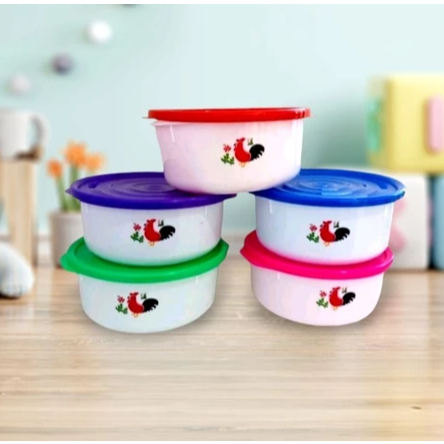 Mangkok + Tutup Ayam Jago Plastik / Mangkok Tutup / Lunch Box / Tempat Bekal