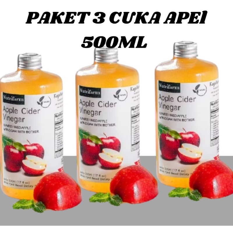 

(3botol) Cuka Apel Organik Appel Cider Vinegar With Mother 500Ml