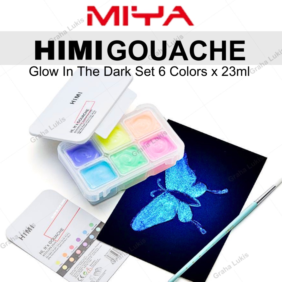 

KODE X56O Miya Himi Gouache Set 6 Colors x 23ml Glow In The Dark Cat Gouache