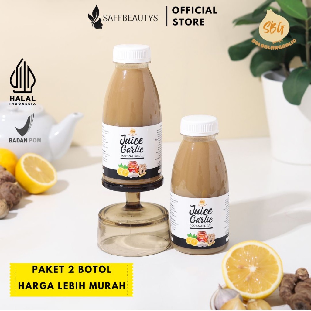 

PAKET 2 BOTOL Jus Bawang Putih Tunggal, Lemon California, Cuka Apel, Jahe Merah, Madu Murni dan Kayu Manis - Detox Garlic Juice Herbal 350ml