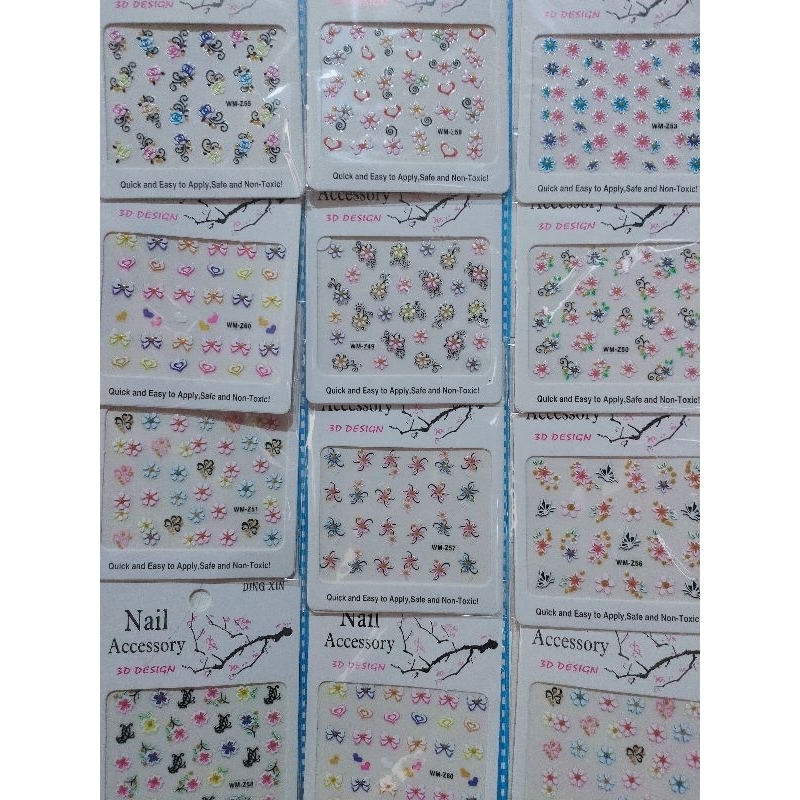 

1 lembar 12 stiker nail art / sticker kuku lucu murah / nail art sticker / mainan anak murah / aksesoris kuku