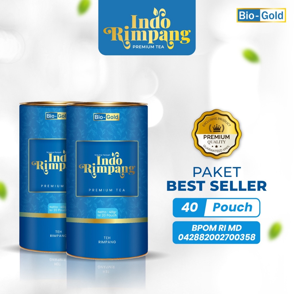 

Paket 40x Minum 2 Pack BIO GOLD TEH INDO RIMPANG Premium Tea Celup Bahan Herbal Alami Turunkan BB