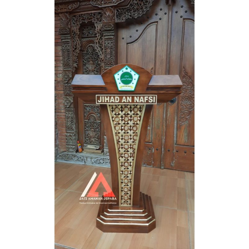 podium minimalis, podium sby, podium jokowi, mimbar podium minimalis jati