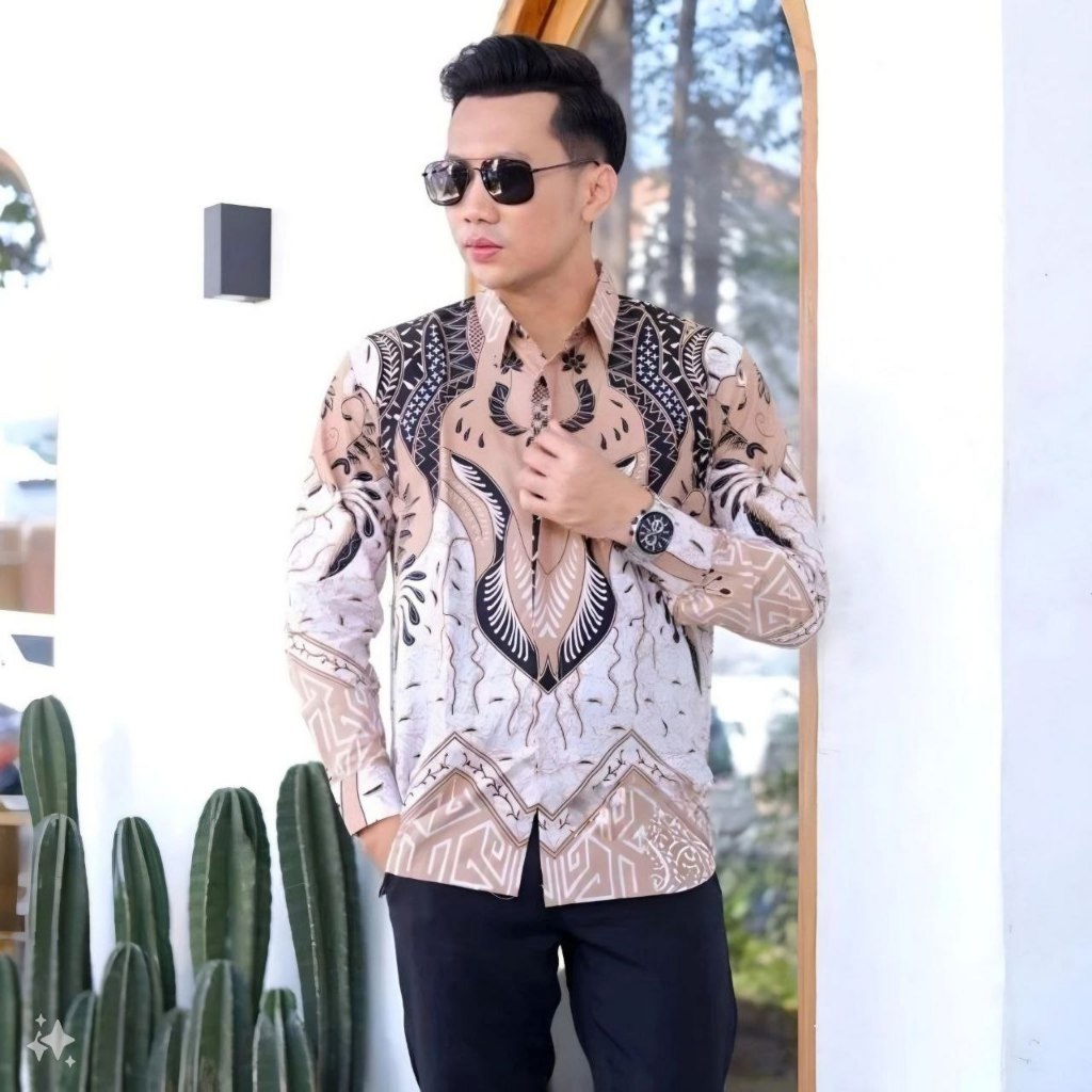 KEMEJA BATIK JUMBO M L XL XXL 3XL 4XL 5XL 6XL 7XL 8XL 9XL 10XL BATIK Krem Batik ivory