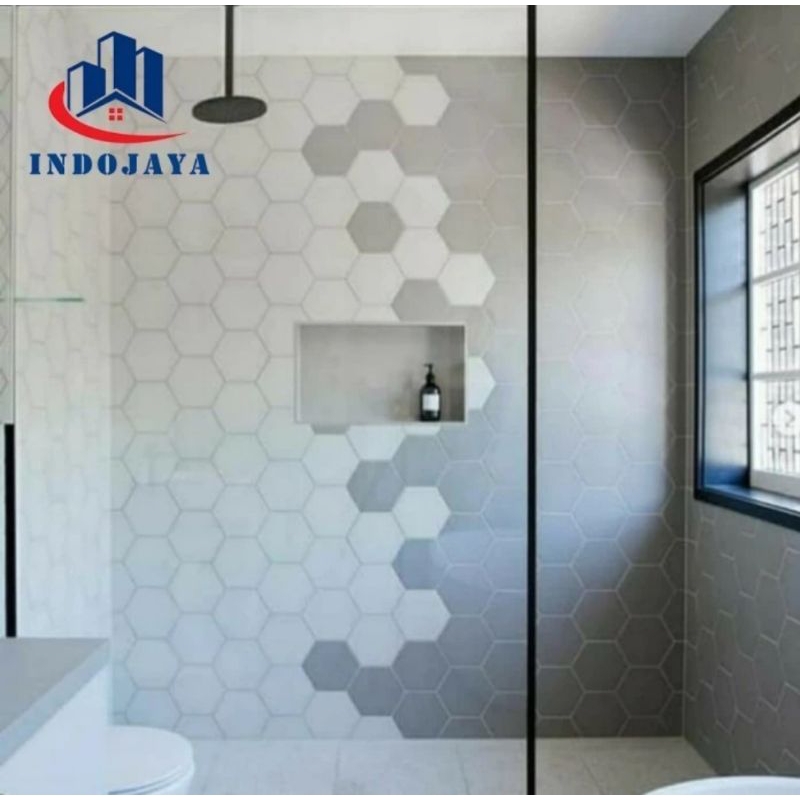 granit lantai//dinding toilet 34×39 keramik hexagonal by roman