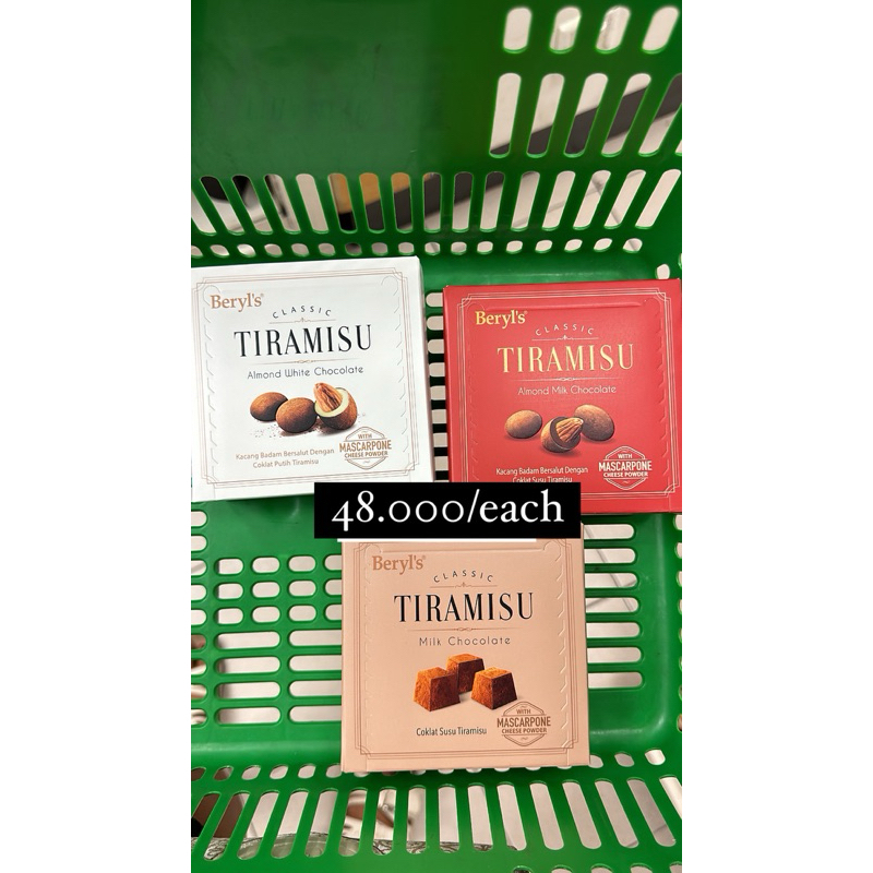 

Beryl's Classic Tiramissu Almond White chocolate, Beryl's Classic Tiramissu Almond Chocolate Milk, Beryl's Tiramissu Milk chocolate Ori Malaysia