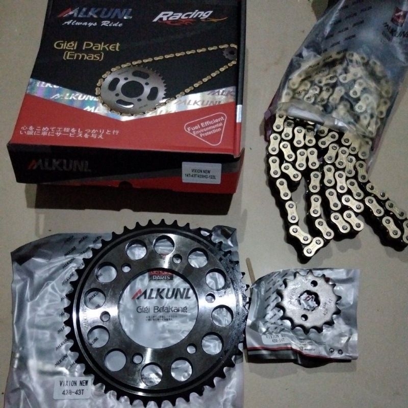 GEAR GIR SET MLKUNL TYPE SSS RACING 428HG RANTAI CHOHO VIXION  NEW VIXION NVA OLD NVL 428 HG H G 43T