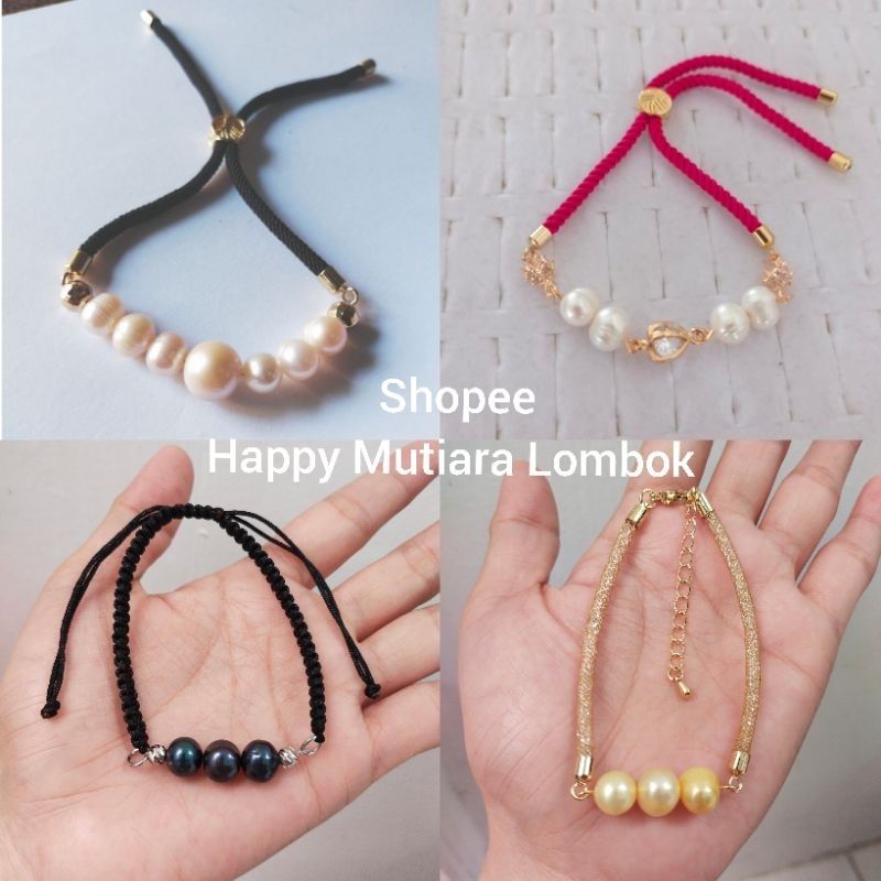 Gelang Serut Tali Mutiara Air Tawar Asli Lombok
