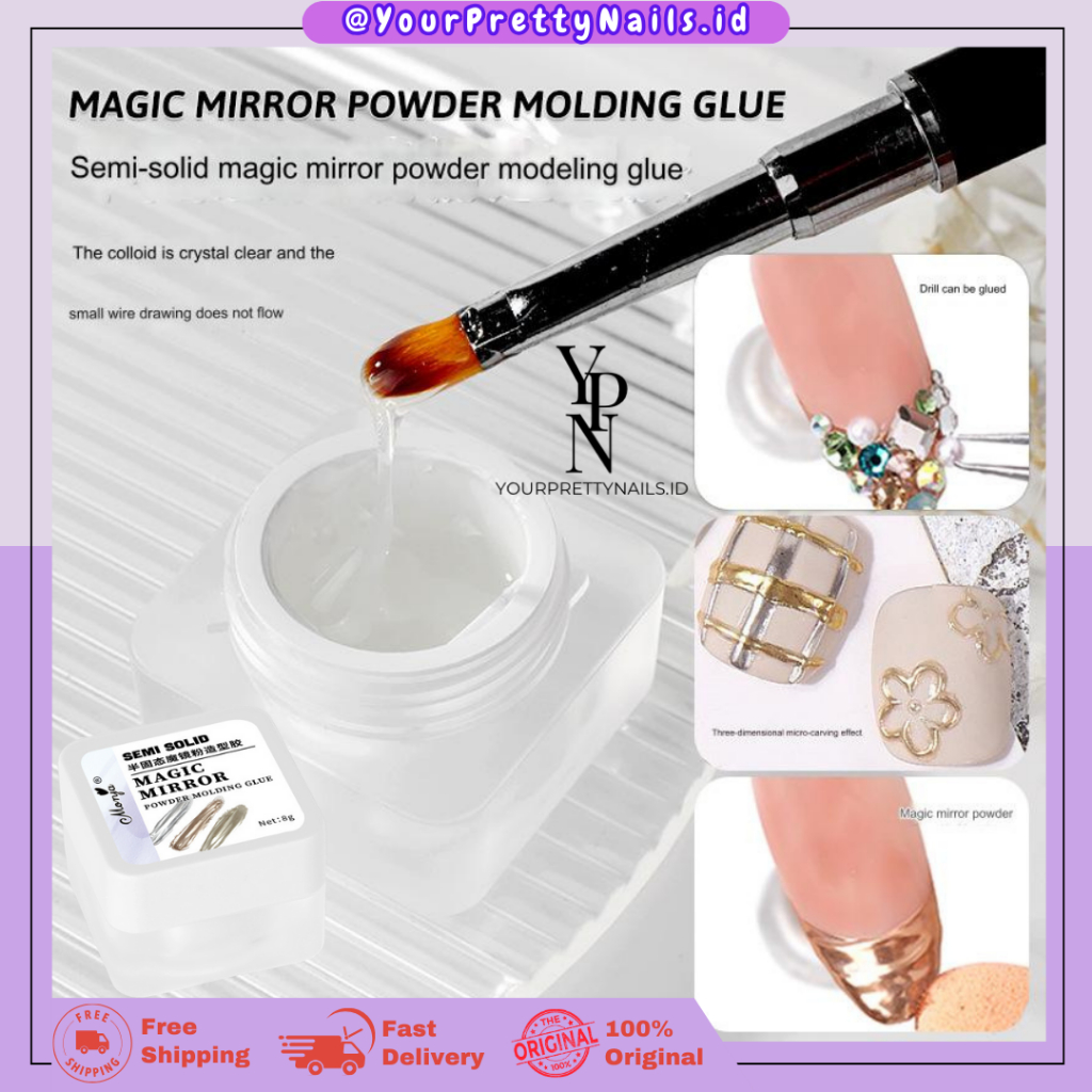 MONJA MAGIC MIRROR POWDER MOLDING GEL Powder untuk Chrome Nail Art Kutek UV Gel Polish Glitter