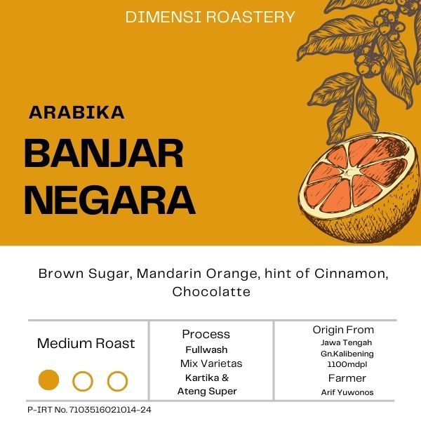 

ARABIKA "Banjar Negara Full Wash Process" Roastbean Single Origin Coffee 100 gram, Biji Kopi Arabika.