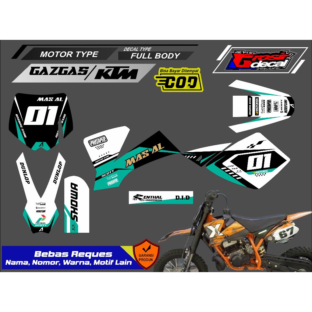 Sticker Decal Striping Mini Trail 50cc NRG / KTM / Gazgas Full Body Free Custom