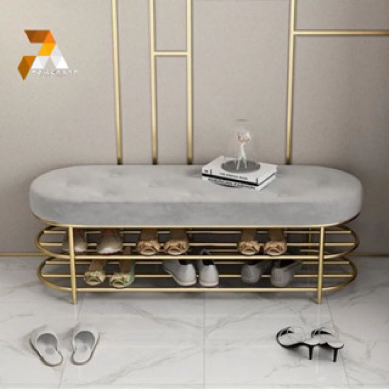RAK SEPATU MINIMALIS RAK SEPATU SOFA GOLD KURSI RAK SEPATU KURSI DUDUK SEPATU KURSI GOLD BENCH STOOL
