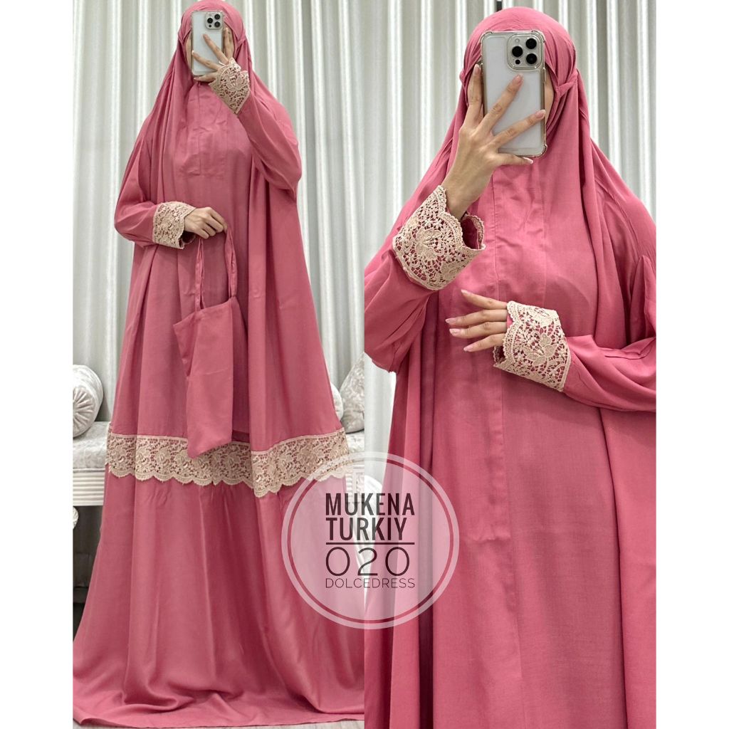 Mukena TURKIY Polos Mix Tille Bahan Rayon By Dolce Dress