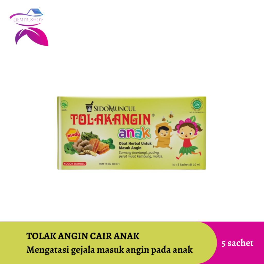 

Tolak Angin Anak Cair 5 Sachet Obat Masuk Angin + Daya Tahan Tubuh