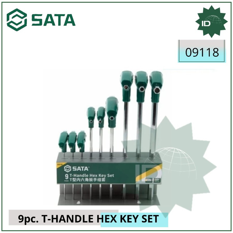 Kunci Handle T Hex 09118 - 9 Pcs T - handle Hex Key Set Sata Tools