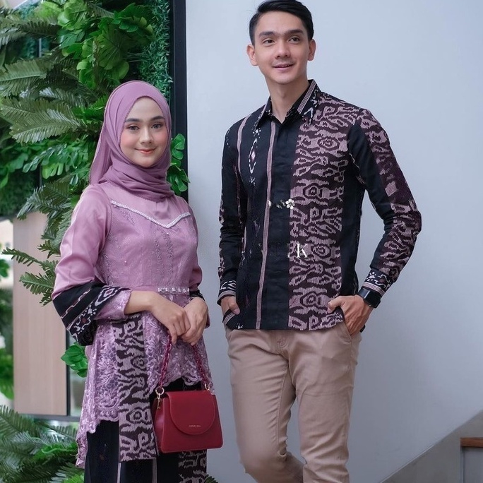 JUMBO ADA/ SET COUPLE KEBAYA BATIK RATIH SONGKET PURPLE MODERN KALENA TERBARU MURAH BAJU WISUDA OUTF